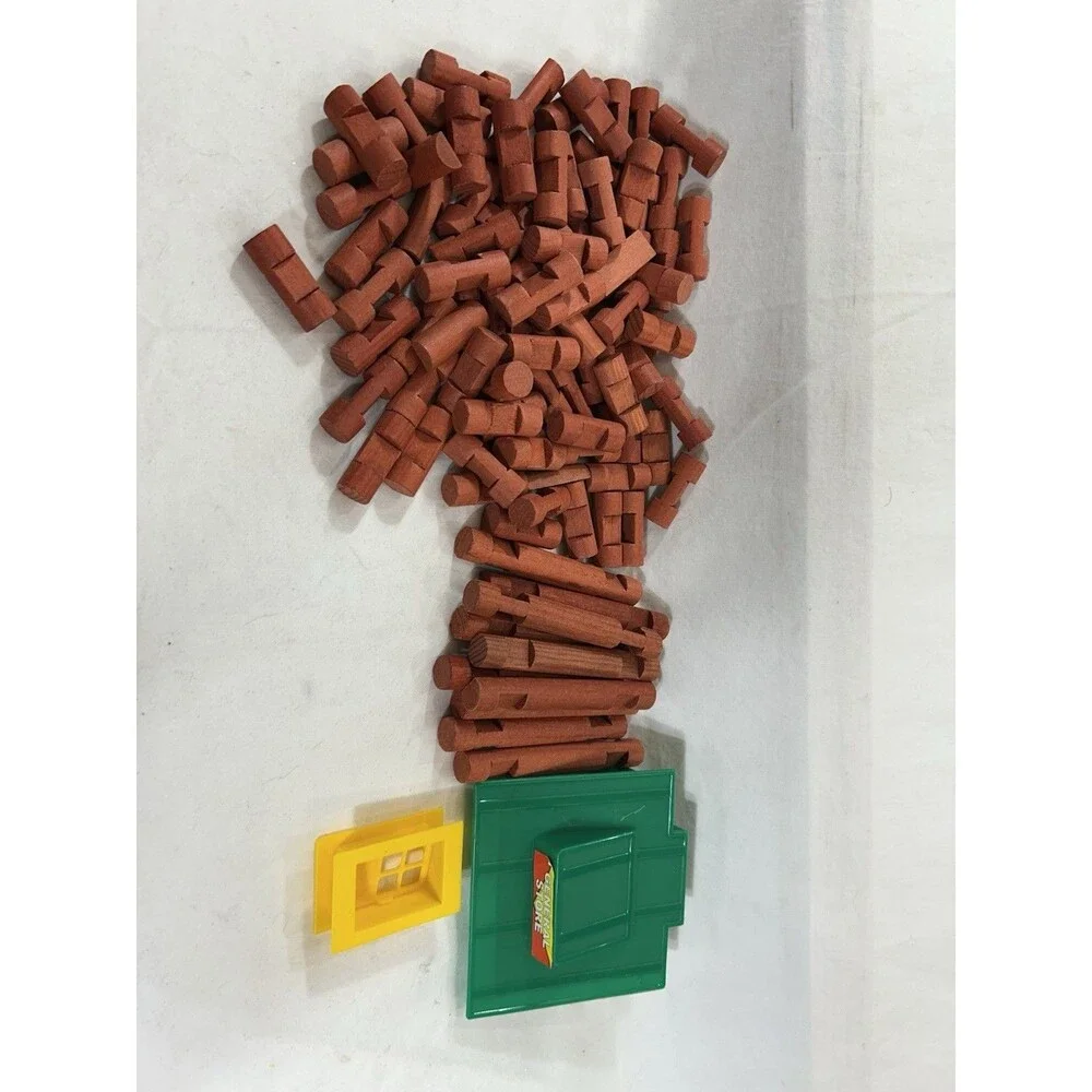 Lincoln Logs 100 Piece Lot Wood Building Blocks Green Roof Cabin General Store